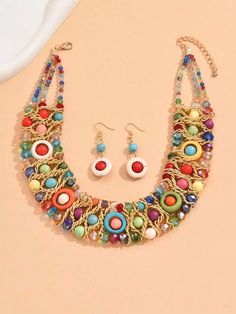 Multicolor Beaded Metal Chain Jewelry, Multicolor Metal Beaded Chain Jewelry, Multicolor Metal Beads Chain Jewelry, Multicolor Metal Beads Jewelry With Beaded Chain, Beaded Metal Necklaces For Beach, Trendy Turquoise Beaded Necklace, Colorful Bohemian Beaded Chain Jewelry, Trendy Beaded Necklace With Colorful Turquoise Beads, Turquoise Beaded Bib Necklaces