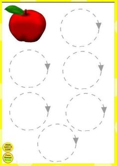 an apple is shown with arrows in the shape of circles and on top of it