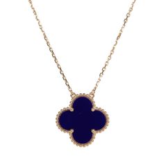 This Van Cleef & Arpels Vintage Alhambra pendant nNecklace is in 18k yellow gold with a lapis lazuli motif and a lobster claw clasp closure. Origin: France Condition: New and never worn Accompanied by: VCA green jewelry box, box and authenticity card Measurements: 16"-18" adjustable chain, 0.5" motif Van Cleef Arpels Blue Necklace, Navy And Gold Jewelry, Van Cleef Navy Blue, Blue Van Cleef Necklace, Gold And Blue Necklace, Blue Van Cleef, Gold And Blue Jewelry, Van Cleef Arpels Blue, Blue Jewlery