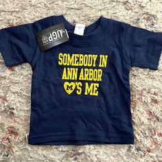 6 Months Nwt Ann Arbor University Of Michigan University Of Michigan Outfit, Yellow Letter Print Tops For Playtime, Sweatsuit Outfits, College Merch, Michigan Go Blue, Top Universities, Go Blue, University Of Michigan, Gameday Outfit