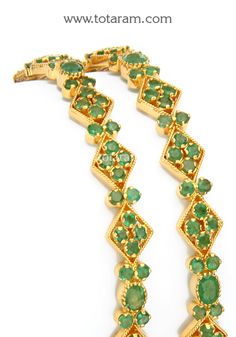 22 Karat Gold Emerald Bangles - Set of 2(1 Pair).   - 235-GBL1326 - in 39.900 Grams for USD $3563.49. 
Made in India by Totaram Jewelers Online this product is in Gold - 22 Karat BIS Hallmark 916 KDM Gold  & is an excellent gift for Adult - Women. Ships fully insured with secured guaranteed delivery for free with your order over $250 from New Jersey USA & comes with 30 days exchange policy. 22k Gold Green Jewelry For Anniversary, Green 22k Gold Jewelry For Anniversary, Emerald Bangles, Bangles Set, Confident Woman, Bangle Set, Gifts For Adults, 22k Gold, Indian Jewelry