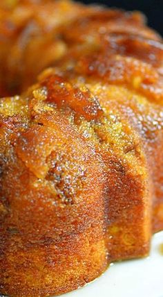 a bundt cake is sitting on a white plate