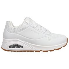 Classic air-cushioned comfort meets a fresh update in the Skechers Street Uno - Stand on Air shoe. This lace-up fashion sneaker features a smooth perforated synthetic upper with an Air-Cooled Memory Foam insole and Skech-Air visible air-cushioned midsole. $69.95 Casual Sneakers With Gel Cushioning And Round Toe, Comfortable Low-top Walking Shoes With Air Cushioning, High-top Walking Shoes With Air Cushioning, High-top Walking Shoes With Air Cushioning For Running, Streetwear Synthetic Running Shoes With Arch Support, Synthetic Sneakers With Gel Cushioning For Streetwear, Synthetic Sneakers With Gel Cushioning And Round Toe, High-top Synthetic Running Shoes With Arch Support, Casual Walking Shoes With Gel Cushioning For Streetwear