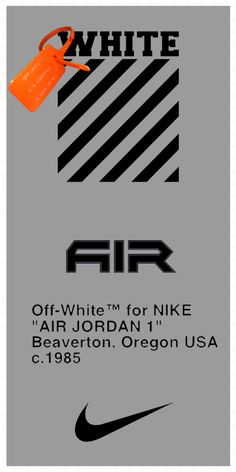 an advertisement for the nike air jordan 1 in black and white with orange tags on it