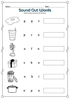 the worksheet for sound out words is shown in this file, with an image of