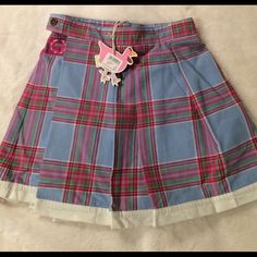 Nwt. 100% Cotton Skirt. Elastic Back. Pleated And Buttons On Side. Length Is Almost 13. Waist 19 But Can Stretch. Cotton Skirt, Kids Bottoms, Elastic, Skirt, Purple, Black, Color