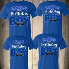 Birthday Boy💙 THIS LISTING IS FOR ONE SHIRT ONLY DIRECT TO GARMENT PRINTING How to order: Select Size. Select Shirt Color. Name & Age of the Birthday Boy. Please Select Name: (for Ex. Mommy, Daddy, Brother, Sister, Etc.) To order multiple shirts you will need to repeat this process and add it to your cart, then you can checkout all at the same time. We use first Quality T shirt pre-shrunk cotton. WE STRONGLY RECOMMEND TO TAKE A LOOK AT THE CHART SIZE FOR SIZE INFORMATION ✔The print is for the F Birthday Shirts For Family, Family Birthday, Matching Outfit, Grandma And Grandpa, Birthday Boy, Brother Sister, Quality T Shirts, Personalized Shirts, Family Shirts