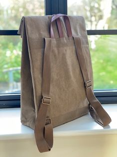 Vegan Rucksack in Brown Urban Backpack School Bag Washable - Etsy Denmark Rectangular Brown Waxed Canvas Backpack, Rectangular Waxed Canvas Backpack With Canvas Lining, Eco-friendly Canvas Backpack For Everyday Use, Eco-friendly Brown Backpack For Travel, Eco-friendly Brown Travel Backpack, Rectangular Waxed Canvas Backpack For School, School Waxed Canvas Rectangular Backpack, School Rectangular Waxed Canvas Backpack, Rectangular Waxed Canvas School Backpack