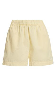 It doesn't get more cool than these elastic-waist shorts rendered in lightweight cotton and outfitted with handy side-seam pockets. Elastic waist Side-seam pockets 100% cotton Machine wash, dry flat Made in Portugal Asian & Pacific Islander Owned/Founded Sporty Cotton Bermuda Shorts For Spring, Sporty Spring Bermuda Shorts With Elastic Waistband, Cotton Shorts For Spring Daywear, Casual Shorts With Pockets For Daywear, Cotton Shorts With Pockets For Spring, High-waisted Solid Bermuda Shorts In Cotton, Relaxed Fit Cotton Shorts For Daywear, Casual Bermuda Shorts For Summer Daywear, Bermuda Cotton Shorts With Elastic Waistband