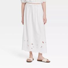 Women's Openwork A-line Maxi Skirt - Universal Thread™ : Target Picnic Skirt, White Skirt Outfits, Work Sweaters, High Rise Skirt, Slip Skirt, Women Maxi, Knitting Women, Universal Thread, Bottom Clothes