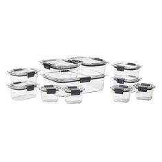 12 - piece glass food storage set with lids and black trimming on each side