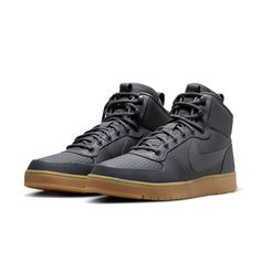 Nike Court Borough Mid Winter 'Grey Gum' AA0547-001 Gray High-top Sneakers With Gum Sole For Sports, Sporty Gray Winter Sneakers, Gray Winter Outdoor Sneakers, Winter Outdoor Gray Sneakers, Nike Sneakers With Boost Midsole For Winter, Nike Gray Sneakers For Outdoor Activities, Gray Sneakers For Winter Streetwear, Winter Leather Sneakers In Gray, Gray Leather Winter Sneakers