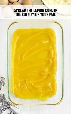 the ingredients to make this lemon curd recipe are shown in separate pans and on top of each other