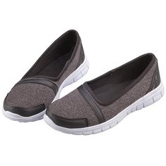 Feel like you're walking on air with our exclusive Silver Steps™ Feather Lite slip-on shoes. Weighing just a few ounces, these walking shoes slide on and off with ease and won't weigh you down on the go. Fashion-forward casual style looks great with everything from active wear to jeans, making this versatile lightweight footwear a natural choice for home and travel. Non-slip EVA waffle sole adds skid-free confidence to your step. Non-slip shoes available in tan, charcoal or grey/black. Specify s Kinds Of Shoes, Jane Shoes, Slides Shoes, Slide On, Slipper Shoes, Mary Jane Shoes, Stylish Shoes, Mary Jane Sneaker, Womens Flats