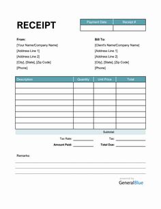 an invoice receipt is shown here to be used as a template for receipts