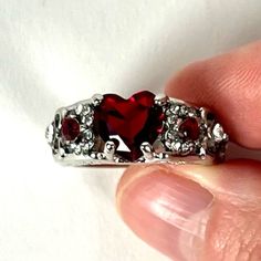 Red Heart Shape Stone Heart Crystal Ring Size 8 New. Wear With Anything. Costume Jewelry. Red Heart Ring For Valentine's Day, Red Double Heart Jewelry For Anniversary, Red Heart Shaped Ruby Promise Ring, Red Heart Cut Ring For Anniversary, Red Heart-shaped Promise Jewelry, Red Heart Cut Heart Ring For Anniversary, Red Heart-cut Jewelry For Anniversary, Red Heart Cut Ring As Gift, Red Ring Jewelry For Valentine's Day