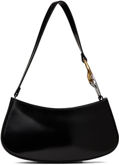 Polished leather shoulder bag in black. · Curb chain hardware at fixed shoulder strap · Logo embossed at face · Zip closure · Zip pocket at interior · Card slot at interior · Suede lining · Silver- and gold-tone hardware · H4.5 x W9.5 x D2 Supplier color: Black Staud Rectangular Formal Shoulder Bag, Black Staud Shoulder Bag For Formal Occasions, Formal Rectangular Staud Shoulder Bag, Staud Formal Rectangular Shoulder Bag, Staud Black Formal Bags, Formal Black Staud Shoulder Bag, Staud Black Formal Shoulder Bag, Elegant Staud Shoulder Bag, Chic Black Staud Shoulder Bag