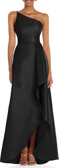 Alfred Sung One-Shoulder Satin Gown | Nordstrom Tamara Mowry, Dessy Collection, Alfred Sung, Trumpet Gown, One Shoulder Gown, Infinity Dress, Column Gown, Dress Order, Flowing Skirt