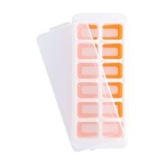 two plastic trays with orange and white lids