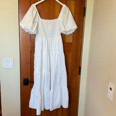 Super Pretty Lightweight New With Tag Dress 80% Polyester, 20% Cotton, Hand Wash, Cold Hang To Dry Top Puff Sleeve, Long Tiered Skirt, Square Neck Dress, Smocked Top, 80 Dress, Tiered Skirt, Square Neck, Smocking, Puff Sleeve