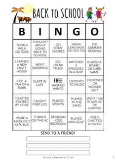 the back to school bingo game is shown