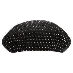 Saint Laurent Crystal Embellished Black Wool Beret This black Saint Laurent studded wool beret has been designed with a slouchy shape and features all-over crystal stud embellishments. Hats off to Saint Laurent for making our endeavors to be an honorary Parisienne a success. Brand new and made in Italy. Size: M Italian Hat, Eid Wallpaper, Beret Black, French Hat, Leather Beret, Saint Laurent Accessories, Classic Tuxedo, Luxury Hats, Wool Beret