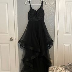 Never Worn Brand New Black Dress High Low Black Dress, Black Cocktail Maxi Dress For Prom Season, Black A-line Dressy Evening Dress, Black Dressy Dresses For Prom Season, Dressy Black Dresses For Prom Season, Black A-line Dressy Maxi Dress, Goth Homecoming, Homecoming Dresses, New Black