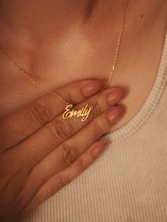 Imagine a necklace that holds a special place in your heart. Our personalized 14k gold name necklace offers a unique and meaningful way to express your love and affection. This exquisite piece, adorned with your chosen name, is a testament to the bond you share with a loved one. Whether it's a gift for a special occasion or a cherished keepsake for yourself, this personalized necklace is a symbol of enduring love and connection. Features and Benefits ✅ Customizable with your desired name ✅ Crafted from high-quality 14k gold ✅ Elegant and timeless design ✅ Suitable for daily wear ✅ A perfect gift for any occasion ✨-- M A T E R I A L S & F I N I S H --✨ ✅ Crafted from high-quality 925 sterling silver with a 14k gold micron plating or in solid 14k gold. ✅ Available in Rose Gold, White Gold, a Name Crafts, Necklace Name, Valentines Day Presents, Gold Name Necklace, Etsy Personalized Gifts, Name Jewelry, Custom Name Necklace, Special Jewelry, Personalized Necklace