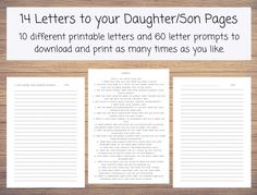 the printable letter to your daughter's page is shown on top of a wooden table