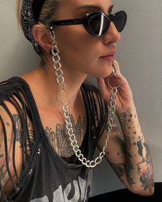 "Oversized O ring light grey glasses chain, sunglasses bold chain holder, aluminum statement chain layered necklace, chunky curb chain holder Welcome to my shop! ✈️ DHL EXPRESS SHIPPING AVAILABLE, 1-3 BUSINESS DAYS DELIVERY! ✔️ PLEASE MAKE SURE TO SELECT IT, RIGHT BEFORE YOUR PURCHASE! ❗️ ❗️ DON'T FORGET TO ADD YOUR CELL # AT THE \"NOTE TO SELLER\" SECTION IF YOU CHOOSE DHL! BY FILLING YOUR CELL NUMBER YOU EARN THE BENEFIT TO CHOOSE BETWEEN 6 DIFFERENT DELIVERY OPTIONS! INSTRUCTIONS WILL BE SENT Trendy Black Metal Glasses Chains, Adjustable Silver Glasses Chain With Chain Strap, Trendy Adjustable Silver Chain Ring, Trendy Silver Metal Chain Ring, Trendy Chain Link Necklace, Modern Metal Glasses Chains With Adjustable Chain, Trendy Metal Chain Link Ring, Trendy Link Chain Necklace For Party, Party Metal Glasses Chains With Adjustable Chain