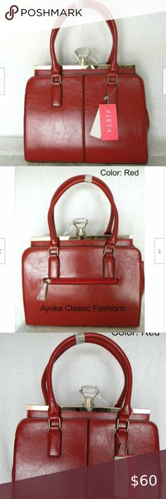 Vieta Handbag Top Handle & Shoulder Red Bag Vieta Handbags For Women Fashion Faux Leather With Top Handle & Satchel Shoulder Tote Purse 13"L x 5"W x 11"H Carry All Of Your Must-Have Items In This Chic And Stylish Vieta Fashion Bag. Kind of Kiss-Lock Structured Handbag. Crafted From Faux Leather, This Luxurious Handbag Oversize Button Top Closure With Inside Lining With Open/Zip Pocket Structure: Interior features 1 main bag with 1 interior zipper pocket, 1 interior slot pocket and 1 phone pocket Red Luxury Box Bag With Large Capacity, Luxury Large Capacity Red Box Bag, Luxury Red Bag With Hasp Closure, Red Shoulder Box Bag For Office, Red Box Bag With Detachable Strap And Double Handle, Red Tote Box Bag For Office, Red Crossbody Box Bag With Top Carry Handle, Red Satchel Box Bag For Office, Trendy Red Box Bag With Double Handle