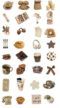 many different types of food and drink items