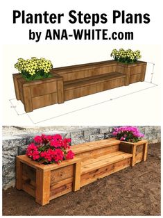 Outdoor Planter Steps or Benches | Ana White Benches Diy, Diy Bank, Diy Planters Outdoor, Outdoor Wood Projects, Planter Bench, Outdoor Planter, Pallet Outdoor, Pallet Furniture Outdoor