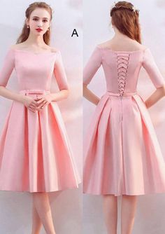 Off-the-Shoulder A-line/Princess Knee-Length Satin A-line/Princess Bridesmaid Dress With Waistband - Bridesmaid Dresses - Stacees 2023 Bridesmaid Dresses, Princess Bridesmaid Dress, Satin Bridesmaid Dress, Color Candy, Perfect Bridesmaid Dress, Satin Bridesmaid Dresses, Dress A Line, Candy Pink, Wedding Bridesmaid Dresses