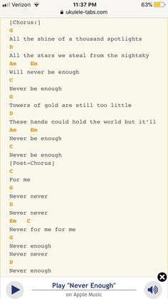 an iphone screen with the text, play never enough on apple music's app