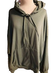 Risen Boutique Olive Green Hoodie Zipper women  Jacket Plus Sz 3xl  | eBay Solid Color Long Sleeve Hoodie With Zipper, Solid Long Sleeve Hoodie With Zipper Closure, Hoodie With Zipper Closure And Long Sleeves, Fall Sweatshirt With Zipper Closure, Solid Zipper Closure Sweatshirt For Fall, Casual Stretch Outerwear With Zipper Closure, Oversized Solid Hoodie With Zipper Closure, Oversized Solid Hoodie With Zipper, Stretch Winter Hooded Jacket With Zipper Closure