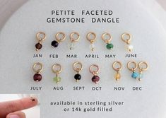 One petite faceted gemstone birthstone dangle Gemstomes are approximately 3-4mm Available with sterling silver or 14k gold filled wire wrap + jump ring WHY CHOOSE malisay designs? * All stamping/making is done by hand, by me. * 100% Sterling silver, 14k Gold Filled, or 14k Rose Gold Filled * Handcrafted with love + care in Chandler, AZ * Handcrafted is the best 😊 FOR PRODUCTION/SHIPPING TIMING, POLICIES & FAQ's: please take a peek at my shop announcement and/or policies: http://etsy.me/2Efs New Mom Jewelry, Mothers Jewelry, Birthstone Charm Necklace, Push Present, Rose Details, Mommy Jewelry, Mother Jewelry, Birthday Gifts For Teens, Chandler Az