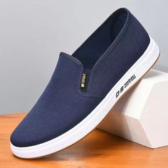 Category:Loafers  Slip-Ons; Upper Materials:Canvas; Season:Fall; Gender:Men's; Activity:Walking; Toe Shape:Round Toe; Style:Classic,Casual; Outsole Materials:PVC; Occasion:Daily,Outdoor; Closure Type:Loafer; Function:Breathable; Pattern:Slogan; Listing Date:03/01/2023; 2024 Trends:Slip-on Sneakers; Foot Length:; SizeChart1_ID:2:175103; Size chart date source:Provided by Supplier.; US Size:; UK Size:14.5; EU Size:50 Casual Blue Slip-ons With Round Toe, Casual Blue Loafers With Round Toe, Comfortable Blue Loafers With Flat Heel, Blue Casual Slip-on Loafers, Blue Flat Slip-ons Casual Style, Blue Casual Slip-ons With Flat Heel, Casual Blue Slip-on Loafers, Casual Blue Slip-ons With Flat Heel, Casual Navy Loafers With Rubber Sole