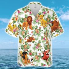 Disney Hawaiian Shirt Summer Beach The Lion King Simba Pumbaa Timon Pineapple Disney Aloha Button Up Shirt The Hawaiian Shirt is an iconic symbol of laid-back, tropical style. Crafted from lightweight, breathable fabrics, it offers a comfortable and relaxed fit, perfect for warm weather escapades. Its vibrant, exotic patterns evoke the spirit of the Hawaiian islands, radiating a sense of fun and adventure. With its button-up design and collared finish, it strikes the perfect balance between casu Disney Character Print Summer Shirt, Summer Cartoon Print Shirt For Disney Fan Events, White Character Print Tops For Beach, White Beach Tops With Character Print, Disney Cartoon Print Summer Shirt, Disney Multicolor Character Print Shirt, Multicolor Disney Character Print Shirt, Disney Summer Shirt For Disney Trips, White Disney Shirt For Summer