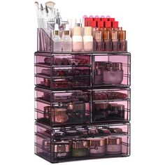 Elevate your beauty routine with our Stackable Makeup Organizer. Featuring 10 spacious drawers and a top holder with 20 compartments, this stylish organizer is perfect for storing everything from lipsticks to skincare products, making it a must-have for any vanity or dorm room. Hokku Designs Finish: Purple | Hokku Designs Stackable Makeup Organizer - 10 Drawer Storage For Cosmetics & Accessories in Purple | 17.28" H X 2.01" W X 10.98" D | Wayfair Stackable Makeup, Plastic Organization, Plastic Organizer, Drawer Storage, Makeup Organizer, Beauty Routine, Makeup Organization, Storage Drawers, Lipsticks