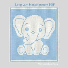 an elephant cross stitch pattern with the words loop yarn blanket pattern pdf on it