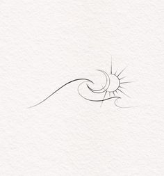 a line drawing of a sun and a wave