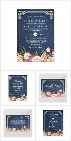 wedding stationery with flowers on the front and back