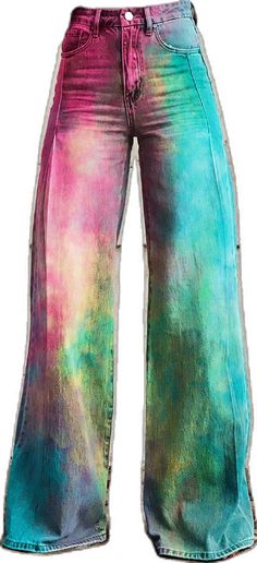 Casual Multicolor High Waist Wide Leg Pants, Trendy Multicolor Straight Leg Wide Pants, Trendy Multicolor Full Length Bottoms, Multicolor Full Length Pants, Trendy Multicolor Straight Leg Jeans, Multicolor Relaxed Fit Wide Leg Pants, Multicolor Wide Leg Cotton Jeans, Multicolor Wide-leg Cotton Jeans, Trendy Multicolor Full-length Jeans