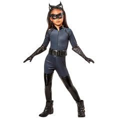 PRICES MAY VARY. OFFICIALLY LICENSED Batman: The Dark Knight Trilogy Child's Deluxe Catwoman costume, look for trademark logo on package and label to help assure you've received an authentic safety-tested item DELUXE CATWOMAN form fitting jumpsuit with attached faux leather above the knee boot top shoe covers, faux leather gloves, molded eye mask, and belt READ BEFORE BUYING: Costumes are not sized the same as apparel, please review the Rubie's CHILD SIZE CHART IN IMAGES, reviews and Q & A for best fit, do not choose based on clothing size COORDINATE with other officially licensed Dark Knight Trilogy costumes Rubie's for great group dress up fun; search for Batman, Joker, Bane, and more Family-owned, family-focused, and based in the U.S.A. since 1951, Rubie’s has classic and licensed costu Catwoman Costume Kids, Bane Costume, Batman Dark Knight Rises, Batman Costume For Kids, Dark Knight Trilogy, Catwoman Costume, Pretend Play Costumes, Batman Dark Knight, The Dark Knight Trilogy