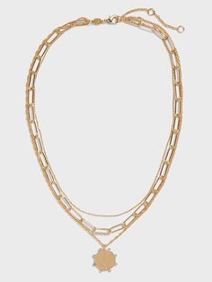 Multi Layer Pendant Necklace | Banana Republic Trendy Multi-strand Chunky Chain Jewelry, Trendy Round Double Chain Jewelry, Chunky Chain Jewelry As Fashion Accessory, Double Chain Metal Jewelry, Chic Chunky Chain Jewelry, Chic Multi-strand Gold-tone Jewelry, Chic Multi-strand Metal Jewelry, Chic Gold-tone Multi-strand Jewelry, Multi-strand Metal Jewelry With Lobster Clasp