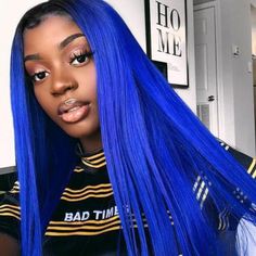 100% Human Hair 13 x 4 Lace Front Wig 200% Density Transparent Lace Front Blue Wig Black Women, Wig Black Women, Blue Wigs, Blue Lace Front Wig, Hair Colorful, Brazilian Hair Wigs, Long Human Hair Wigs, Blue Wig, Short Human Hair Wigs