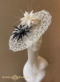 Structured, chic crisscross woven material on this asymmetrical showpiece. Hand-cut feather-bursts. This array of vibrant colors is elegant and beautiful from all angles and creates a magnificent silhouette. It will have all eyes on you on your special day.    Perfect for the bride, or for your next gala/special event. Easy-to-wear headband fascinator makes a statement and can be worn to a myriad of events: Easter, Bridal, Derby-Wear, Del Mar Races, Hat Contests, Church, Gala, Kentucky Derby, Melbourne Cup, High Tea, Weddings, Cocktail Parties, Weddings, and More.  Some customization available; please message with your requests to see if we can meet your needs. Other colors available; please inquire before purchase if you need another.  *FREE SHIPPING  For more STATEMENT JEWELRY and HANDMA Madam Pompadour, Cup Hat, Fascinator Hats Diy, Headband Fascinator, Kentucky Derby Fascinator, Breeders Cup, Occasion Hats, Derby Fascinator, Melbourne Cup