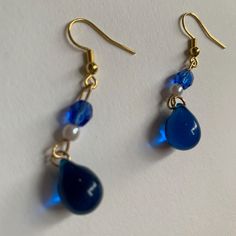 Handmade earrings made out of earring hooks in steel and glass beads in a beautiful deep blue. Earring Hooks, Blue Earrings, Perfect Gift For Her, Handmade Earrings, Deep Blue, Making Out, Norway, Jewelry Earrings Dangle, Gift For Her