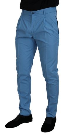 Dolce & Gabbana Gorgeous brand new with tags, 100% Authentic DOLCE & GABBANA mens pants. Model: Trousers chinos pants Fit: Slim Fit Color: Blue Two front and two back pockets Zipper fly closure Logo details Made in Italy Material: 81% Cotton, 19% Silk Pants Model, Dolce And Gabbana Blue, Pants Fit, Slim Fit Chinos, Silk Trousers, Dolce And Gabbana Man, Mens Chinos, Denim Jacket Men, Dolce E Gabbana